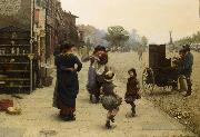 Frederick james shields An impromptu dance a scene on the Chelsea Embankment oil painting reproduction